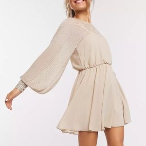 ASOS DESIGN linear yolk embellished mini dress